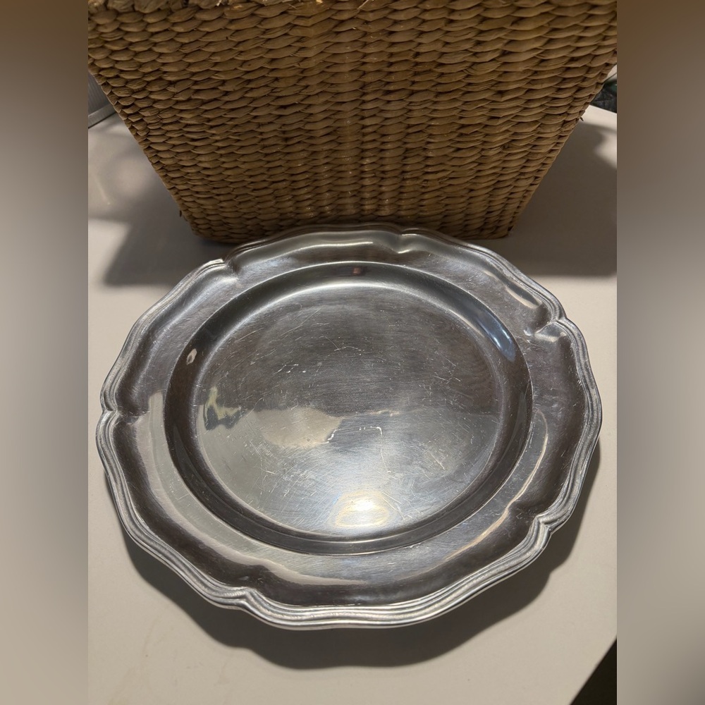 Vintage Wilton Armetale RWP Pie Crust Serving Tray 14” Round Scalloped Edge MCM